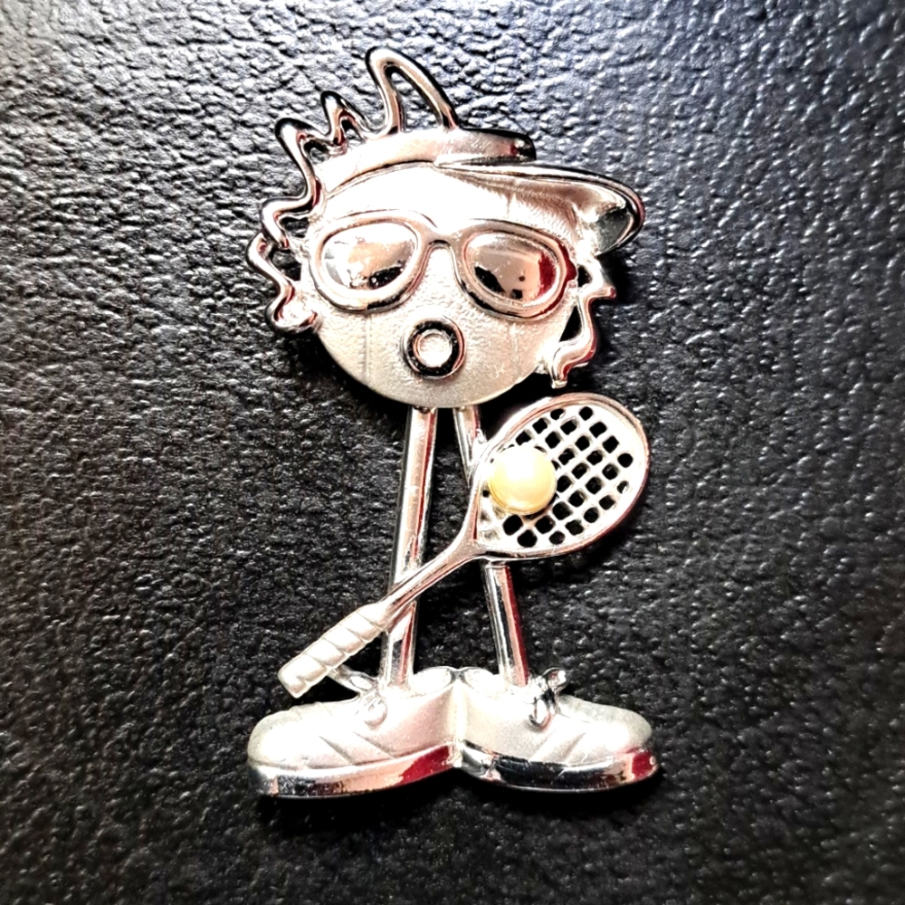 Vintage CAJC Tennis Figural Brooch